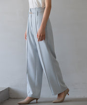 【生地リニューアル】スカラップハイウエストパンツsdp0172b ブルーグレー