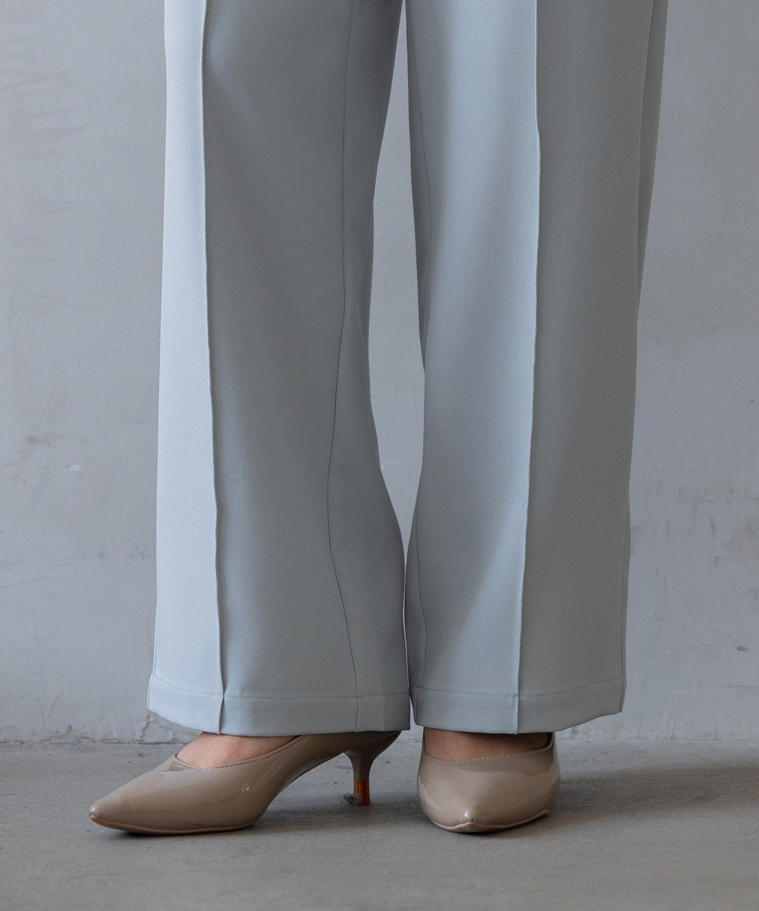 【生地リニューアル】スカラップハイウエストパンツsdp0172b ブルーグレー