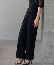 【生地リニューアル】スカラップハイウエストパンツsdp0172b ブラック