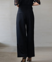 【生地リニューアル】スカラップハイウエストパンツsdp0172b ブラック