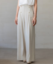 【生地リニューアル】フロントパールワイドパンツsdp0174b ベージュ