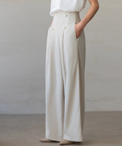【生地リニューアル】フロントパールワイドパンツsdp0174b ベージュ