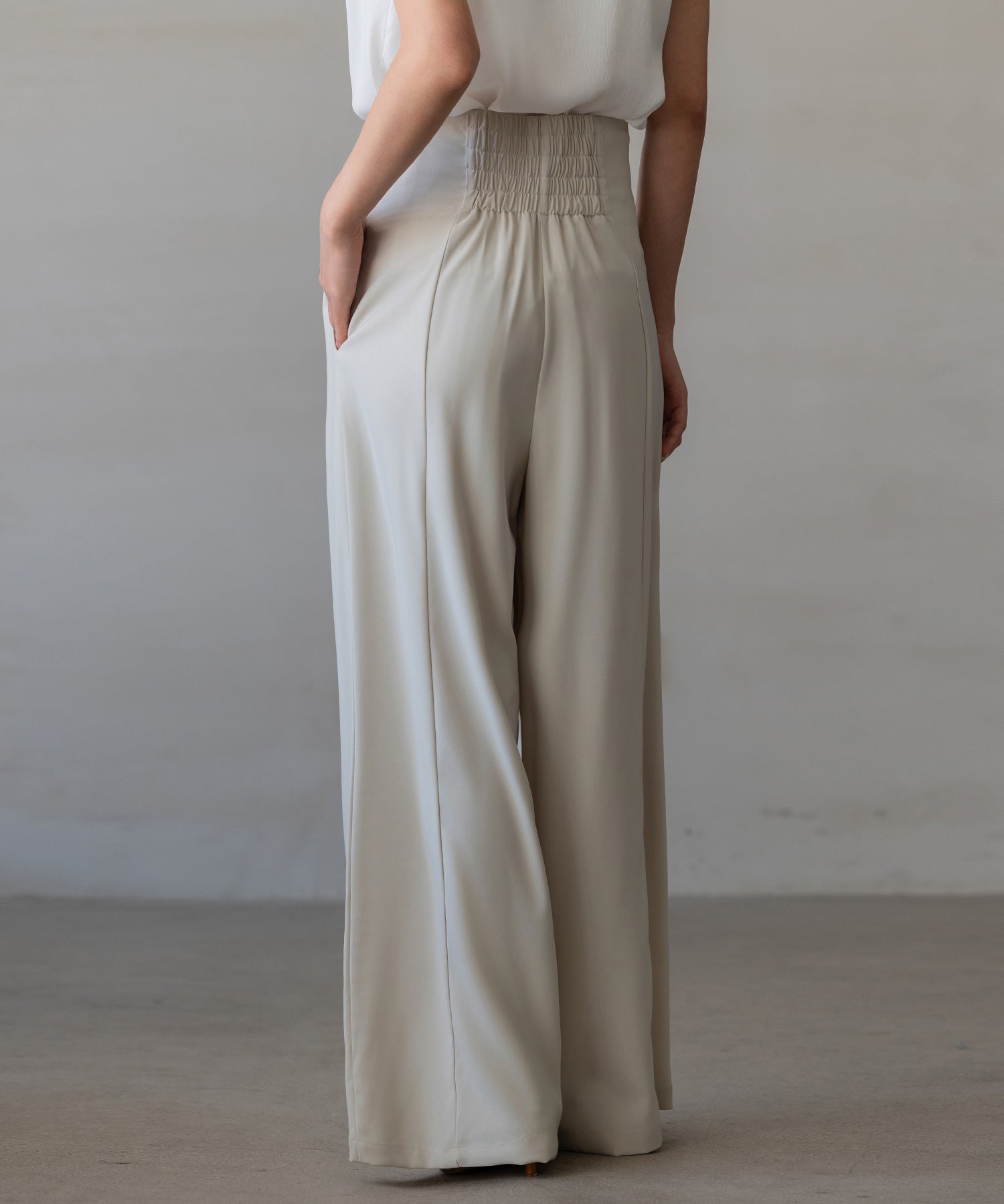 【生地リニューアル】フロントパールワイドパンツsdp0174b ベージュ