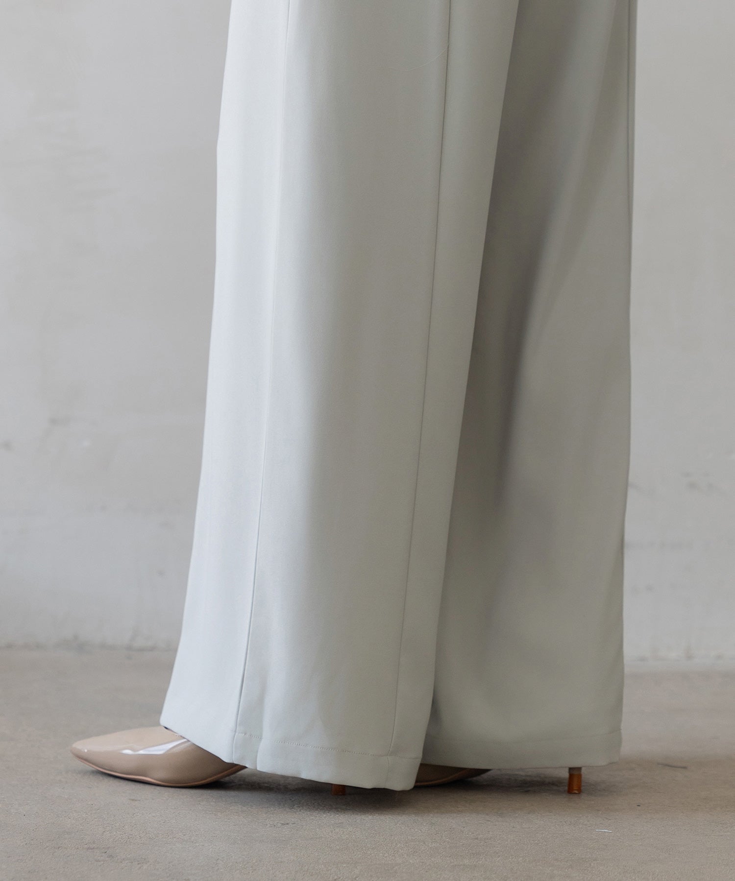 【生地リニューアル】フロントパールワイドパンツsdp0174b ライトグリーン