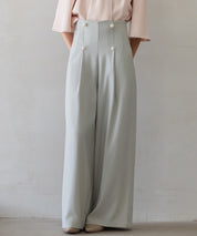 【生地リニューアル】フロントパールワイドパンツsdp0174b ライトグリーン