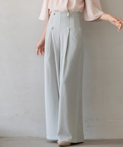 【生地リニューアル】フロントパールワイドパンツsdp0174b ライトグリーン