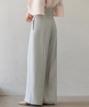 【生地リニューアル】フロントパールワイドパンツsdp0174b ライトグリーン