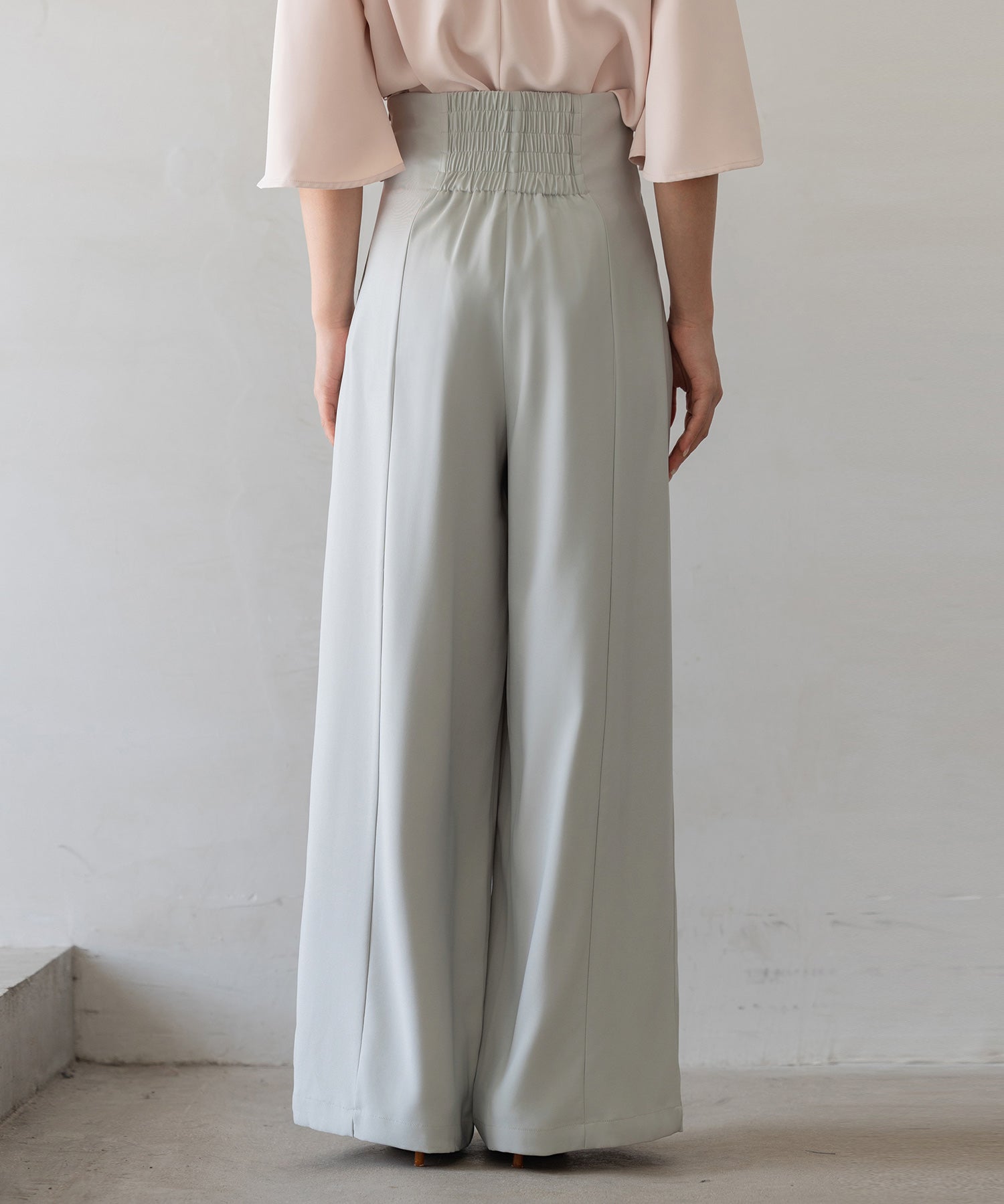 【生地リニューアル】フロントパールワイドパンツsdp0174b ライトグリーン