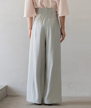 【生地リニューアル】フロントパールワイドパンツsdp0174b ライトグリーン