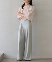 【生地リニューアル】フロントパールワイドパンツsdp0174b ライトグリーン