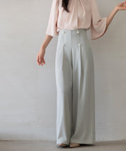 【生地リニューアル】フロントパールワイドパンツsdp0174b ライトグリーン
