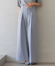 【生地リニューアル】フロントパールワイドパンツsdp0174b ブルーグレー