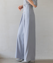【生地リニューアル】フロントパールワイドパンツsdp0174b ブルーグレー