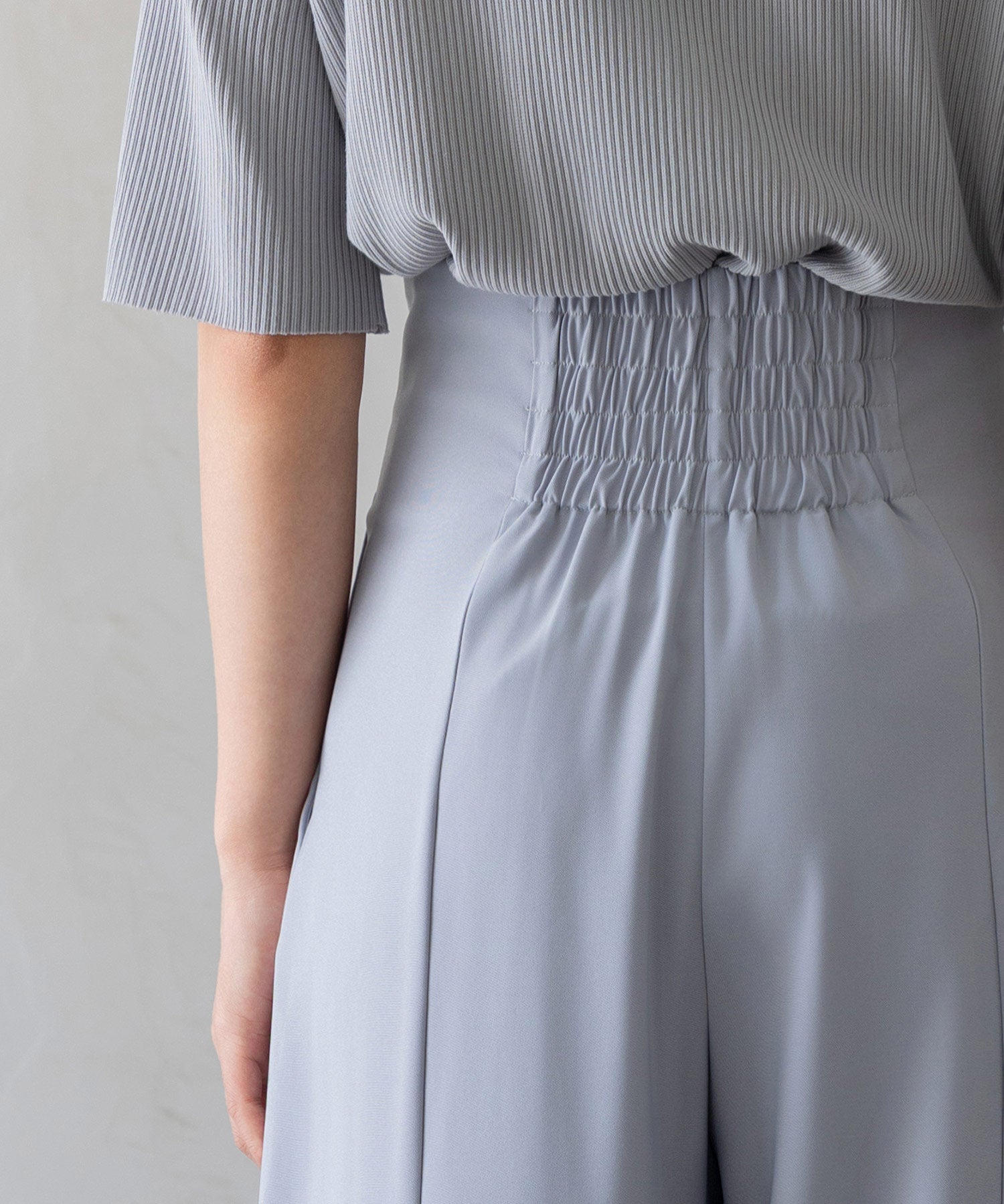 【生地リニューアル】フロントパールワイドパンツsdp0174b ブルーグレー