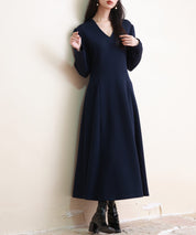 ポンチ素材Vネックゴアードワンピースsdp0177-102-16