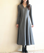 ポンチ素材Vネックゴアードワンピースsdp0177-102-365