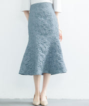 フクレジャガードマーメイドミモレ丈スカートsdp0188 ブルーグレー