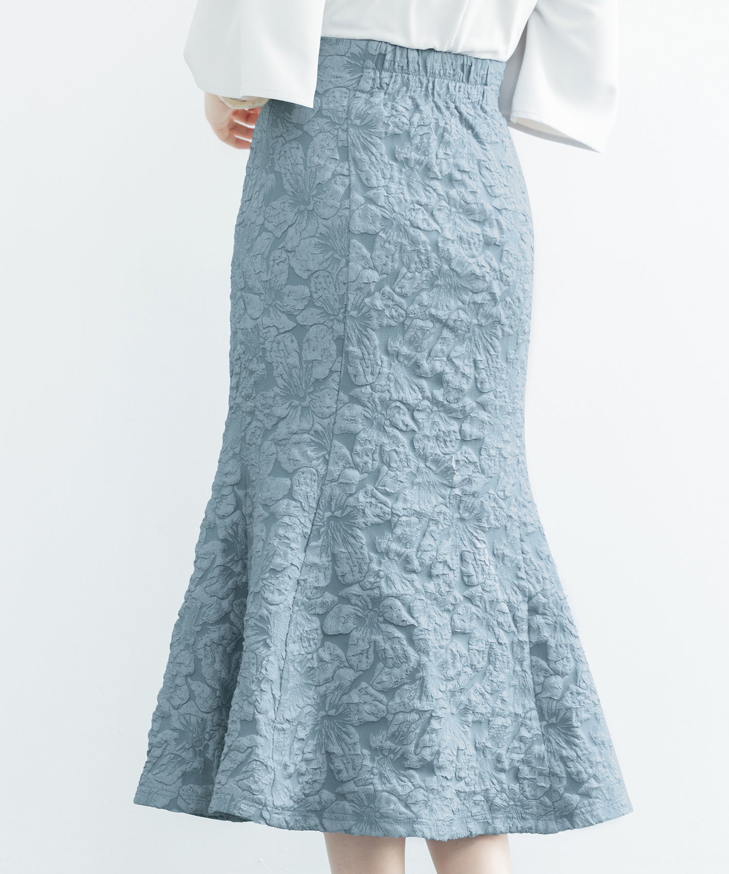 フクレジャガードマーメイドミモレ丈スカートsdp0188 ブルーグレー