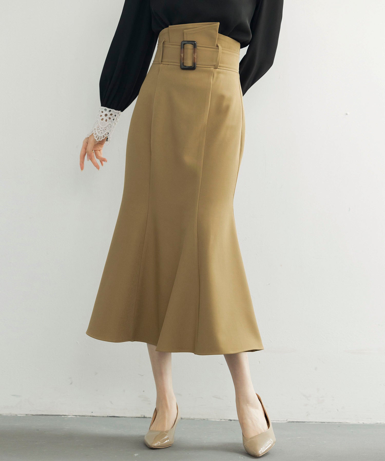 ハイウエストマーメイドスカートsdp0197 ブラウン