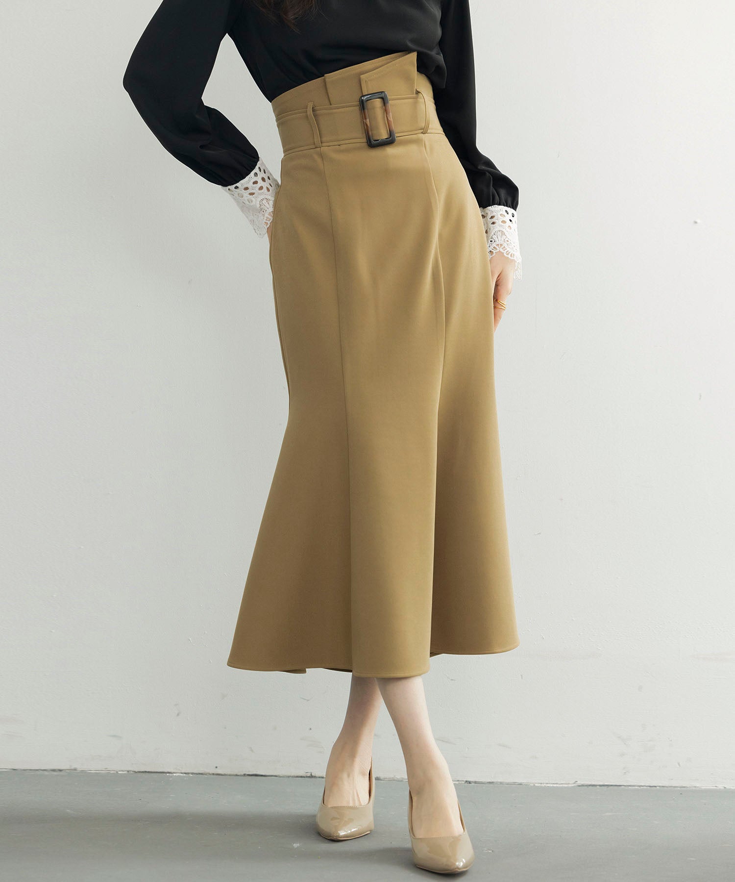 ハイウエストマーメイドスカートsdp0197 ブラウン