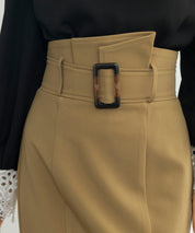 ハイウエストマーメイドスカートsdp0197 ブラウン