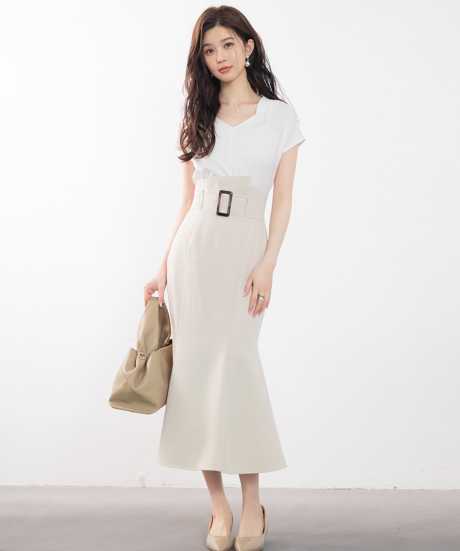 ハイウエストマーメイドスカートsdp0197 アイボリー