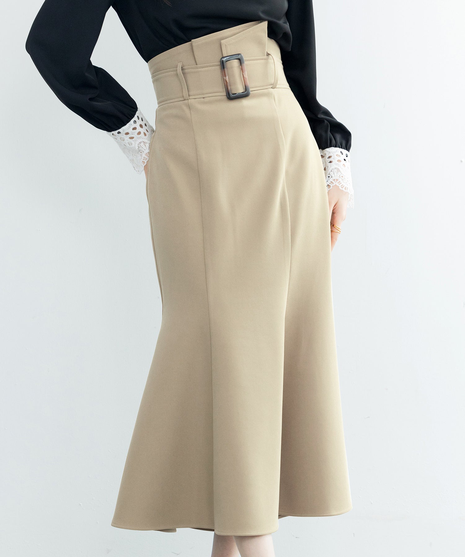 ハイウエストマーメイドスカートsdp0197 ライトブラウン