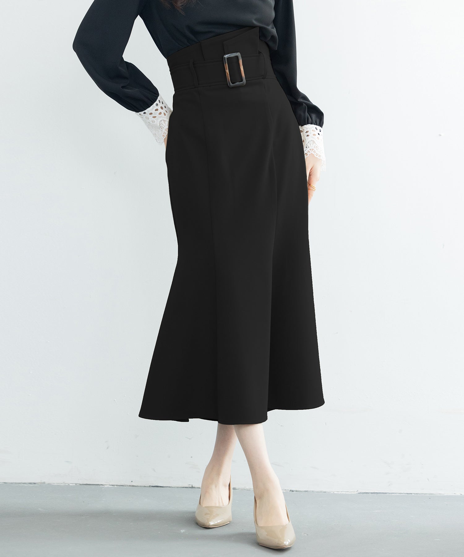 ハイウエストマーメイドスカートsdp0197 ブラック