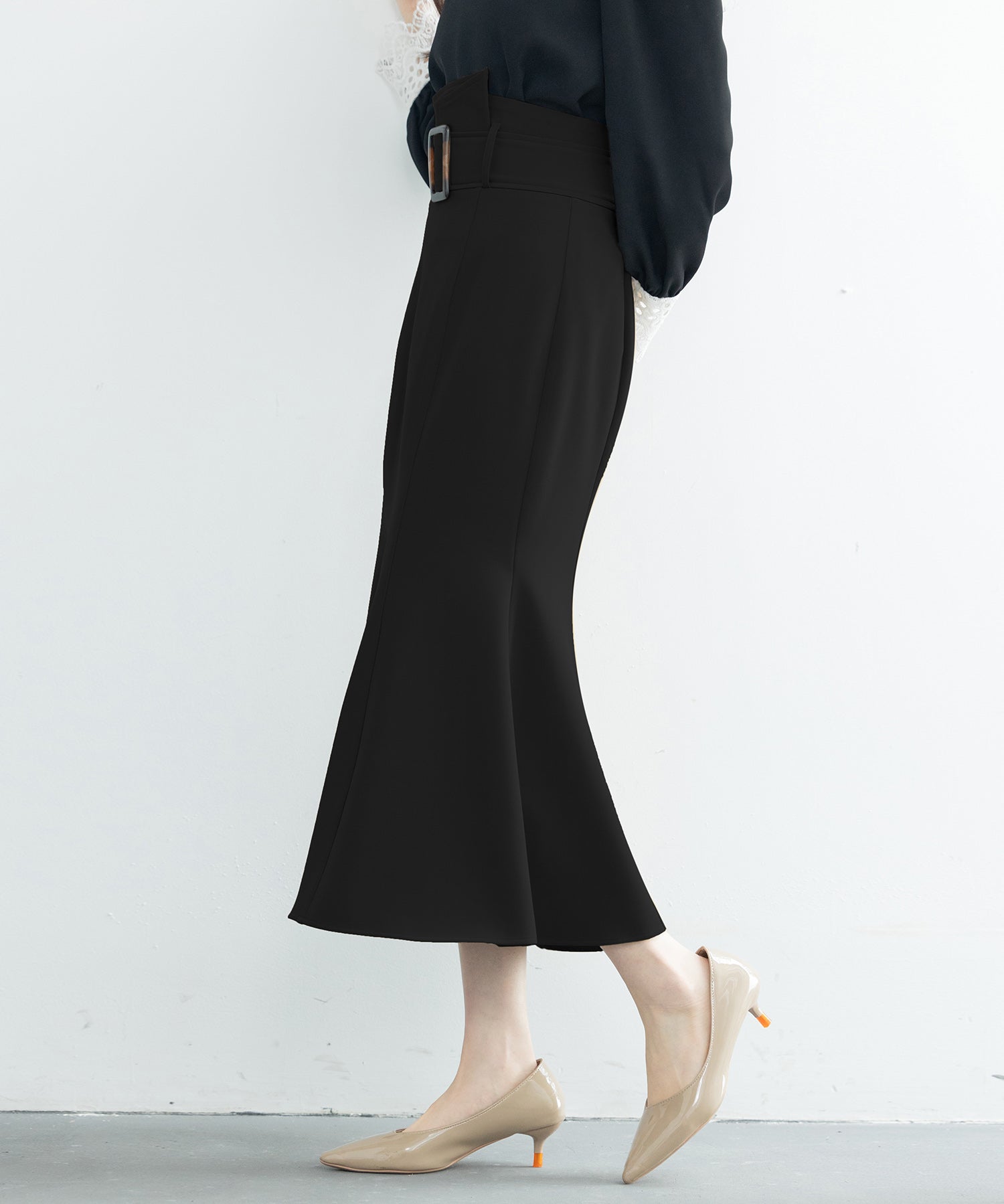 ハイウエストマーメイドスカートsdp0197 ブラック