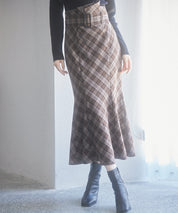 配色チェック柄ハイウエストスカートsdp0197b-102-17