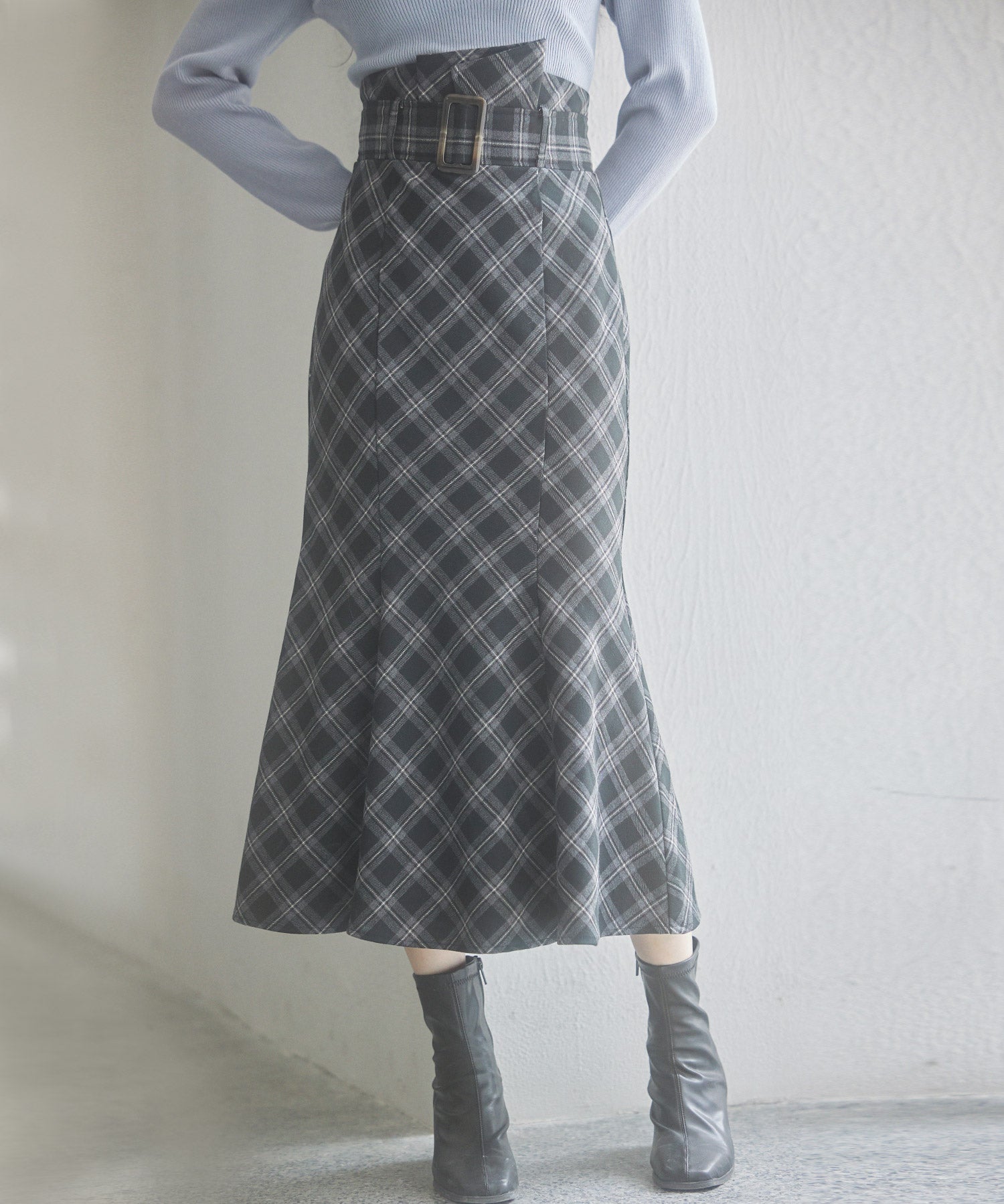 配色チェック柄ハイウエストスカートsdp0197b-102-8