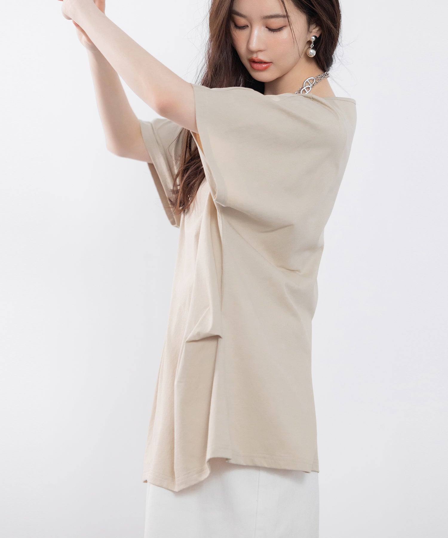 ボートネックカットソーTシャツsdp0198 ベージュ