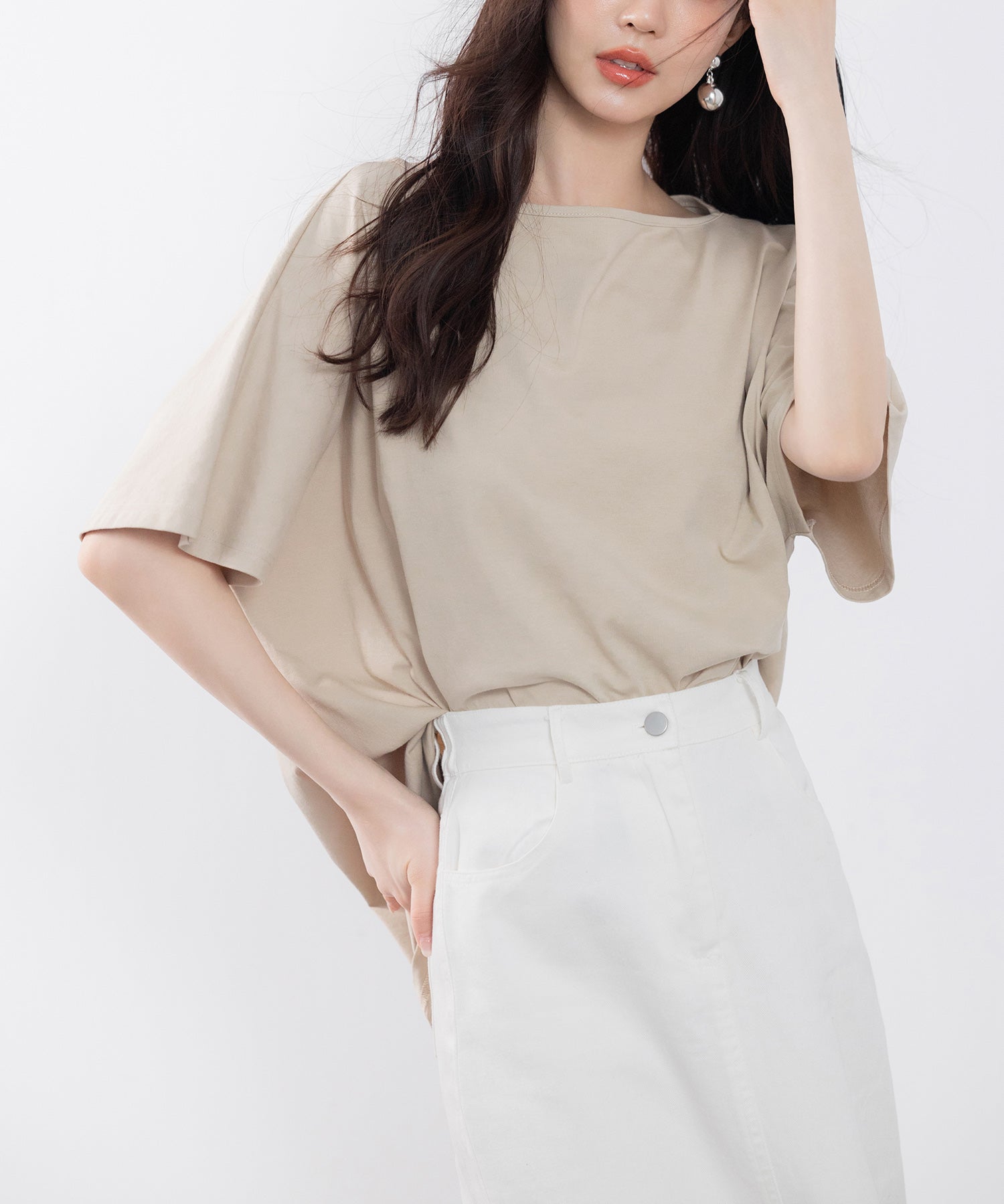 ボートネックカットソーTシャツsdp0198 ベージュ