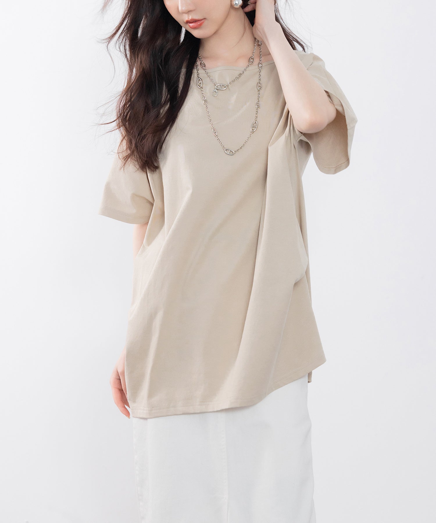 ボートネックカットソーTシャツsdp0198 ベージュ