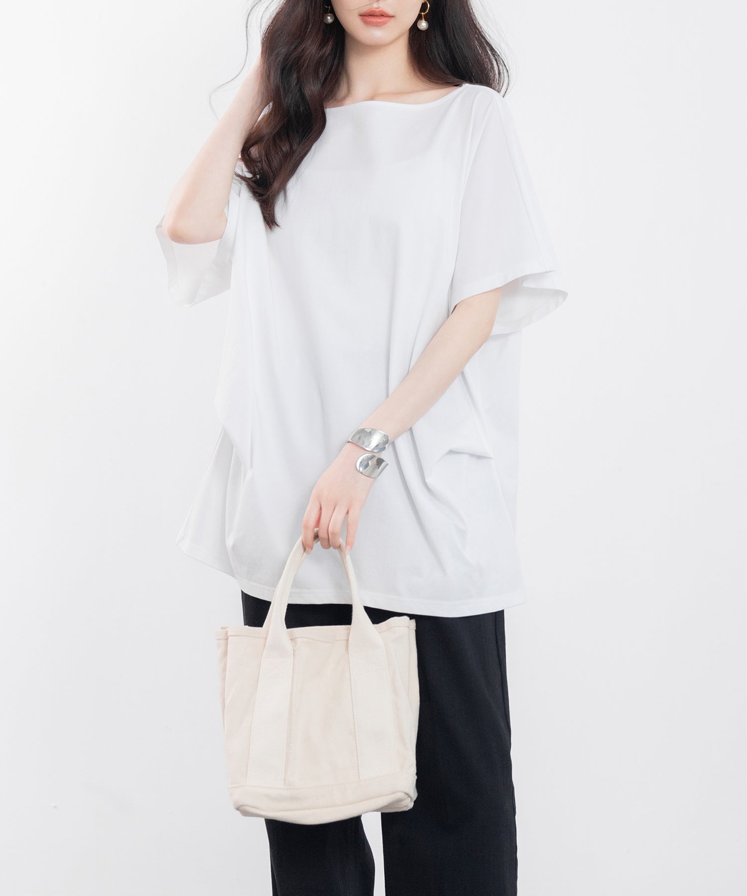 ボートネックカットソーTシャツsdp0198 ホワイト