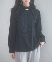 スタンドカラー長袖ブラウスsdp0199b ブラック