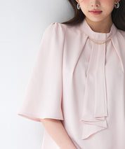 ゴールドモチーフボウタイブラウスsdp0199c ピンクベージュ