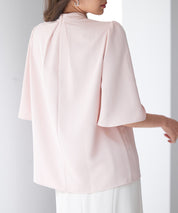 ゴールドモチーフボウタイブラウスsdp0199c ピンクベージュ