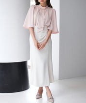 ゴールドモチーフボウタイブラウスsdp0199c ピンクベージュ