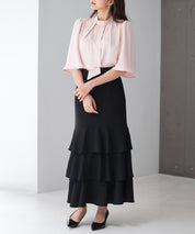 ゴールドモチーフボウタイブラウスsdp0199c ピンクベージュ