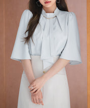 ゴールドモチーフボウタイブラウスsdp0199c ライトグリーン