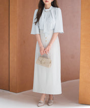 ゴールドモチーフボウタイブラウスsdp0199c ライトグリーン