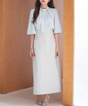 ゴールドモチーフボウタイブラウスsdp0199c ライトグリーン