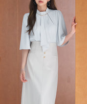 ゴールドモチーフボウタイブラウスsdp0199c ライトグリーン