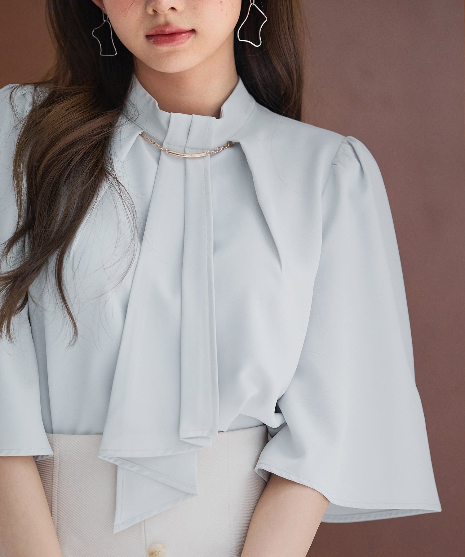 ゴールドモチーフボウタイブラウスsdp0199c ライトグリーン