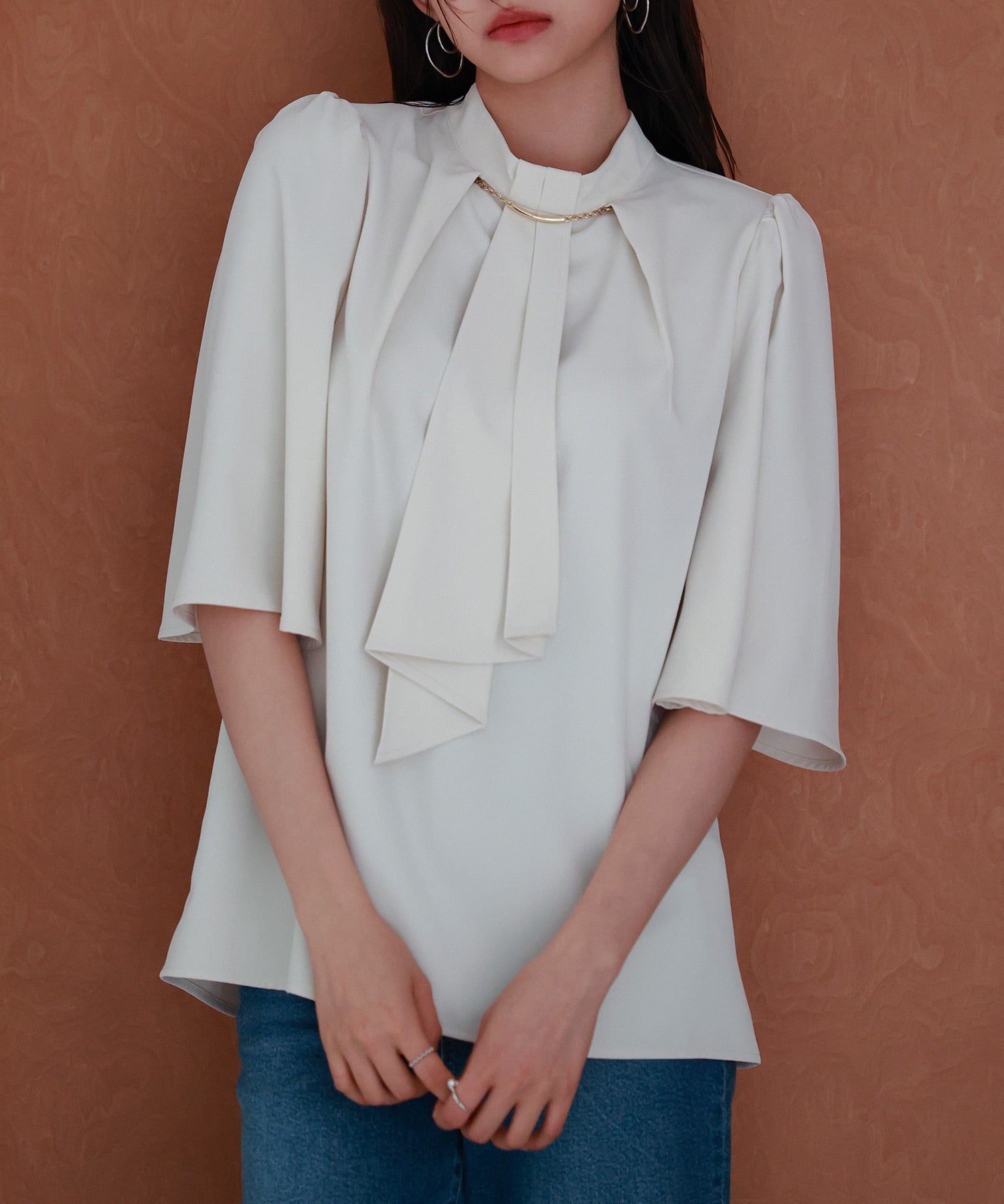 ゴールドモチーフボウタイブラウスsdp0199c-102-38