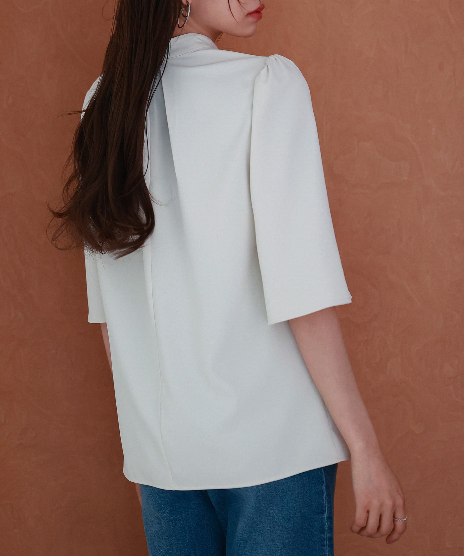 ゴールドモチーフボウタイブラウスsdp0199c アイボリー