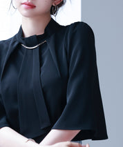 ゴールドモチーフボウタイブラウスsdp0199c ブラック