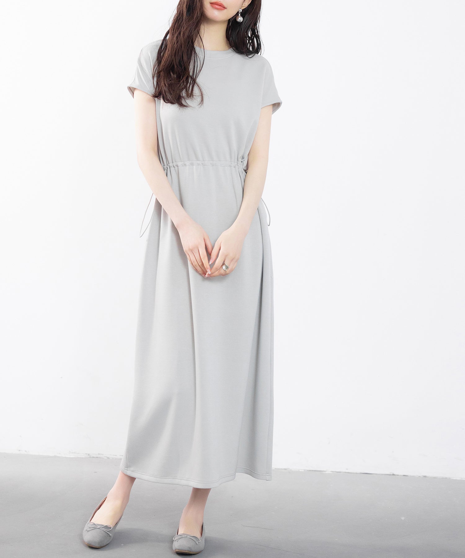 ポンチ素材フレンチスリーブワンピースsdp0201-102-18