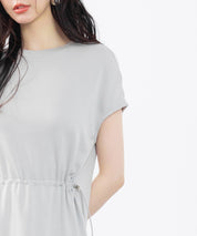 ポンチ素材フレンチスリーブワンピースsdp0201 グレー